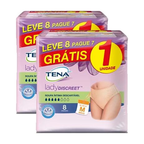 Kit Roupa Íntima Tena Lady Discreet M 16 Unidades Menor preço em Kit Roupa Íntima Tena Lady Discreet M 16 Unidades