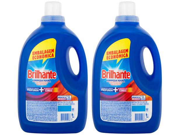 Kit Sabão Líquido Brilhante Limpeza Total - 5L 2 Unidades Menor preço em Kit Sabão Líquido Brilhante Limpeza Total - 5L 2 Unidades