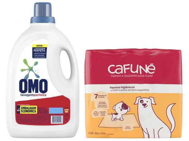 Kit Sabão Líquido Omo Multiação Lavagem Perfeita - 5L + Tapete Higiênico Cafuné 80x60cm 30 Unidades Menor preço em Kit Sabão Líquido Omo Multiação Lavagem Perfeita - 5L + Tapete Higiênico Cafuné 80x60cm 30 Unidades