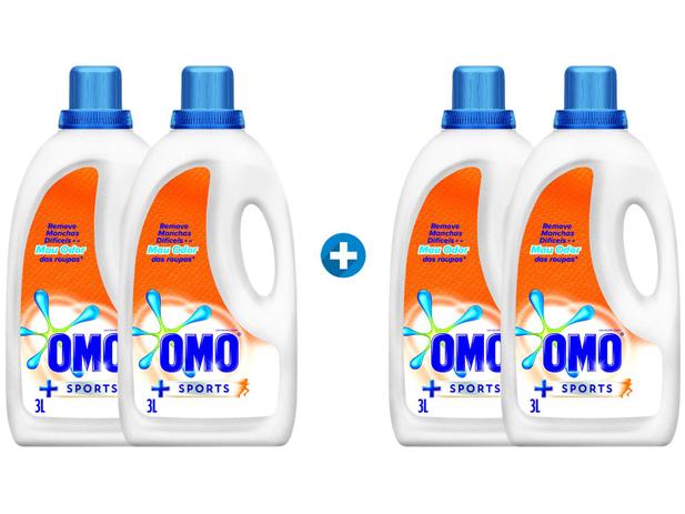 Kit Sabão Líquido Omo Sports - 3L 4 Unidades Menor preço em Kit Sabão Líquido Omo Sports - 3L 4 Unidades