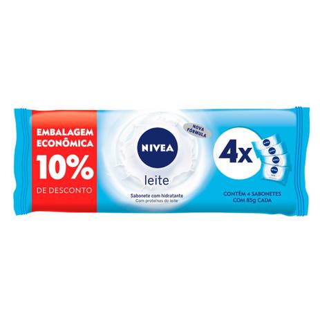 Kit Sabonete em Barra Nivea Proteína do Leite 4 Unidades de 85g Menor preço em Kit Sabonete em Barra Nivea Proteína do Leite 4 Unidades de 85g