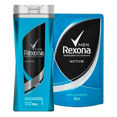 Kit Sabonete Líquido Rexona Active + Refil 200ml Menor preço em Kit Sabonete Líquido Rexona Active + Refil 200ml