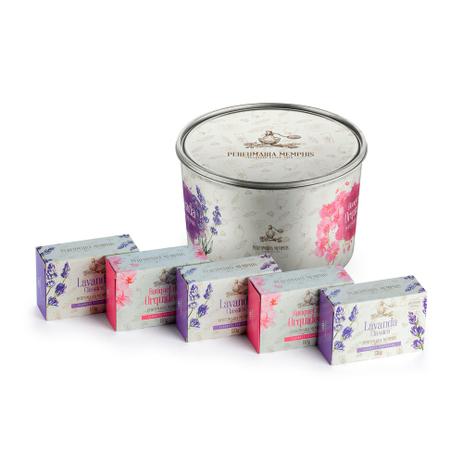 Kit Sabonete Memphis Alma de Flores Lata com 5 Unidades 130g Menor preço em Kit Sabonete Memphis Alma de Flores Lata com 5 Unidades 130g