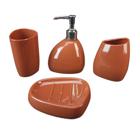 kit saboneteira 3 peças Banheiro lavatório Escova Saboneteira Liquido - Marrom - Amigo gold Menor preço em kit saboneteira 3 peças Banheiro lavatório Escova Saboneteira Liquido - Marrom - Amigo gold