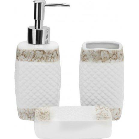 Kit Saboneteira Porcelana Montreal 3 Peças - Yangzi Menor preço em Kit Saboneteira Porcelana Montreal 3 Peças - Yangzi