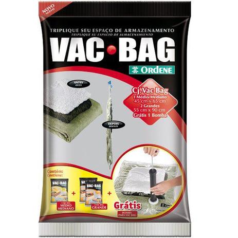 Kit Saco a Vacuo com 1 Médio + 2 Grande + Bomba - Vac Bag - Ordene é boa?