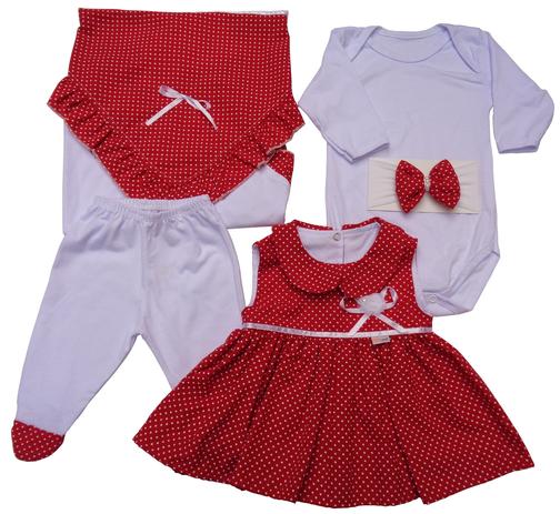 Kit Saída De Maternidade Menina Vestido Com Body 5 Peças Cor Vermelho - Whoshop Menor preço em Kit Saída De Maternidade Menina Vestido Com Body 5 Peças Cor Vermelho - Whoshop