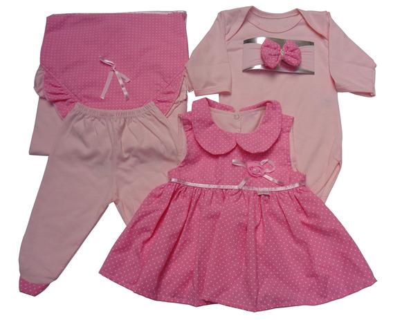 Kit Saída De Maternidade Recém-nascido Menina 5 Peças Cor Rosa/Rosa - Whoshop é ruim? Kit Saída De Maternidade Recém-nascido Menina 5 Peças Cor Rosa/Rosa - Whoshop é boa?