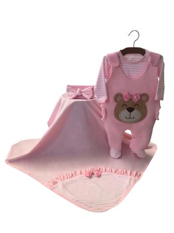 Kit Saida Maternidade Bebe Menina Rosa Ursinha Com Jardineira E Body Belladonna Baby Moda Infantil Magazine Luiza
