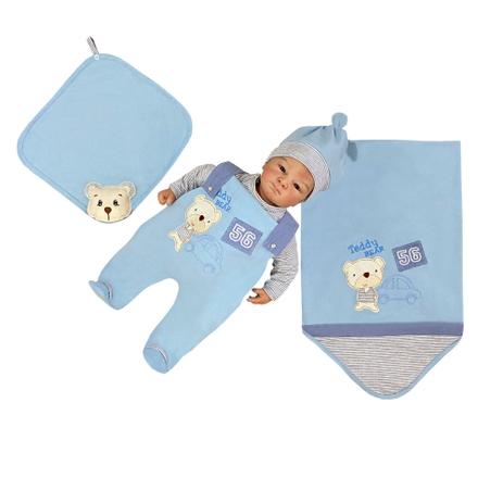 Kit Saida Maternidade Bebe Menino Com Jardineira E Body Ursinho Azul Com Naninha Belladonna Baby Moda Infantil Magazine Luiza