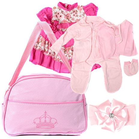 Kit Saida Maternidade com Roupa e Bolsa para Bebê Rosa Recém Nascido - Bolsa Maternidade Menor preço em Kit Saida Maternidade com Roupa e Bolsa para Bebê Rosa Recém Nascido - Bolsa Maternidade