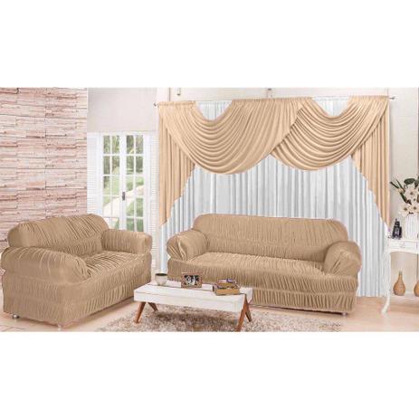 Kit Sala Conforto em Promoção com Cortina 2,00x1,70m e Capas para Sofá de 2 e 3 lugares cor Avelã - Rolidry Menor preço em Kit Sala Conforto em Promoção com Cortina 2,00x1,70m e Capas para Sofá de 2 e 3 lugares cor Avelã - Rolidry