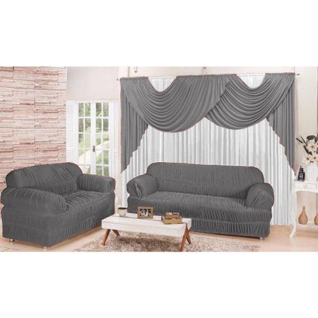 Kit Sala Conforto em Promoção com Cortina 2,00x1,70m e Capas para Sofá de 2 e 3 lugares cor Cinza - Rolidry Menor preço em Kit Sala Conforto em Promoção com Cortina 2,00x1,70m e Capas para Sofá de 2 e 3 lugares cor Cinza - Rolidry