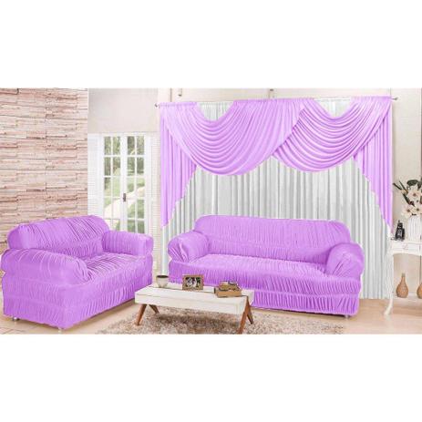 Kit Sala Conforto em Promoção com Cortina 2,00x1,70m e Capas para Sofá de 2 e 3 lugares cor Lilas - Rolidry Menor preço em Kit Sala Conforto em Promoção com Cortina 2,00x1,70m e Capas para Sofá de 2 e 3 lugares cor Lilas - Rolidry