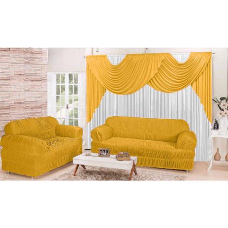 Kit Sala Conforto em Promoção com Cortina 2,00x1,70m e Capas para Sofá de 2 e 3 lugares cor Motarda - Rolidry Menor preço em Kit Sala Conforto em Promoção com Cortina 2,00x1,70m e Capas para Sofá de 2 e 3 lugares cor Motarda - Rolidry