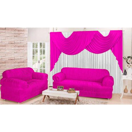 Kit Sala Conforto em Promoção com Cortina 2,00x1,70m e Capas para Sofá de 2 e 3 lugares cor Pink - Rolidry Menor preço em Kit Sala Conforto em Promoção com Cortina 2,00x1,70m e Capas para Sofá de 2 e 3 lugares cor Pink - Rolidry