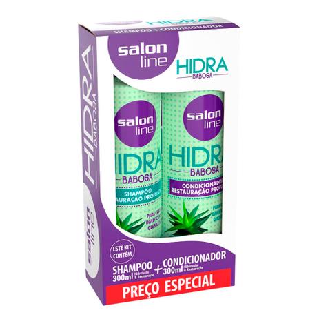Kit Salon Line Shampoo 300ml + Condicionador Hidra Babosa 300ml Menor preço em Kit Salon Line Shampoo 300ml + Condicionador Hidra Babosa 300ml