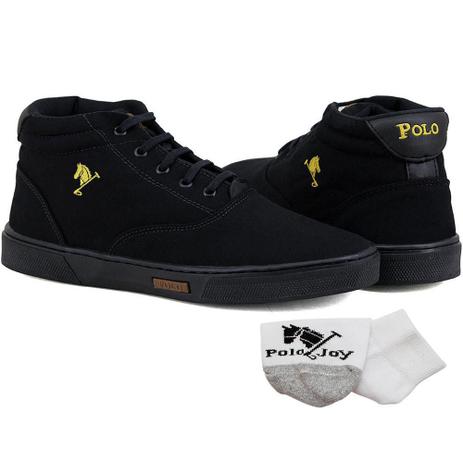 Kit Sapatênis Lona Cano Alto com Meia Masculino Confort - Polo Joy - Sapatênis Masculino - Magazine Luiza