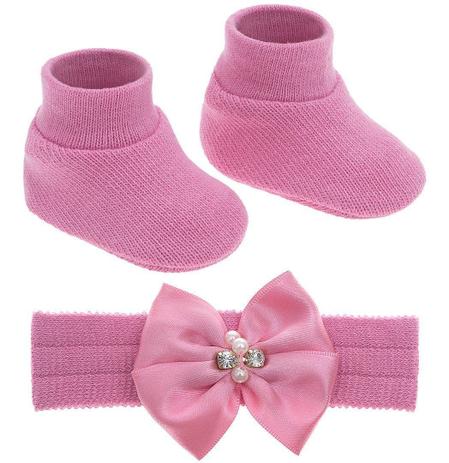 Kit Sapato E Tiara Rn Rosa Branco Pink Verm. Pimpolho 8304 - Moda Infantil  - Magazine Luiza