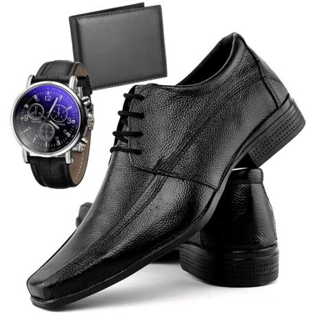 Kit Sapato Social Fashion de Couro Com Cinto, Carteira e Relógio Masculino  Preto - Torrenezzi - Kit Masculino - Magazine Luiza