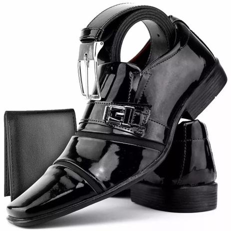 Kit Sapato Social Masculino em Verniz Brilhante Com Cinto \u0026 Carteira - Ws3  - Kit Masculino - Magazine Luiza