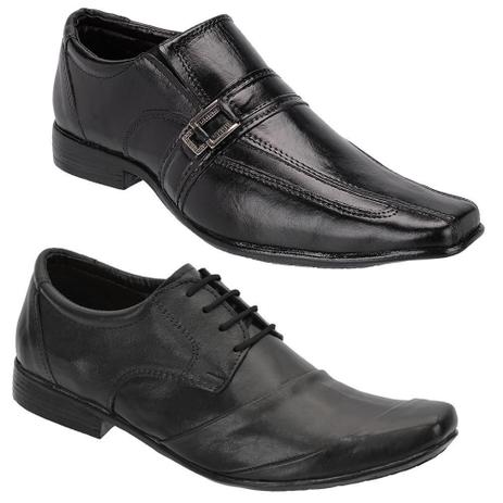 KIT Sapato Social Masculino Leoppé em Couro Preto - Sapato Social Masculino  - Magazine Luiza