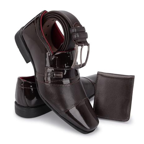 Kit Sapato Social Masculino Verniz Marrom Com Cinto E Carteira Schiareli - Sapato  Social Masculino - Magazine Luiza