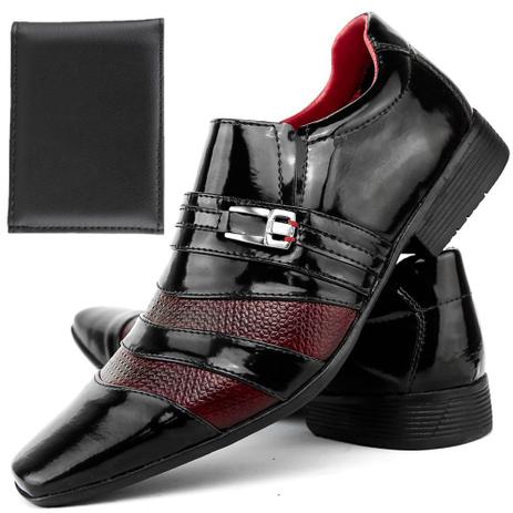 Kit Sapato Social Preto Verniz Sem Cadarço Com Carteira Slim - Sapatofranca  - Kit Masculino - Magazine Luiza