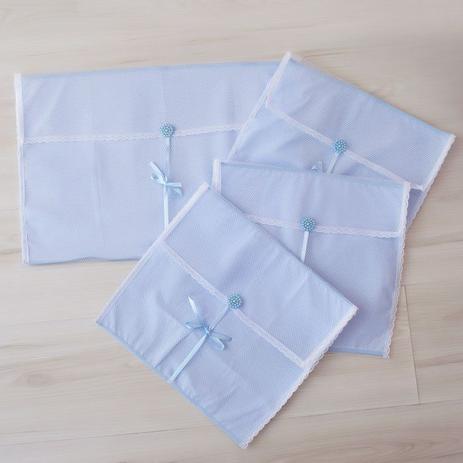 Kit Saquinhos Maternidade 4 Peças para Roupas Duplo Tule Poá Azul e Branco com Pérolas - Mais Que Baby Menor preço em Kit Saquinhos Maternidade 4 Peças para Roupas Duplo Tule Poá Azul e Branco com Pérolas - Mais Que Baby