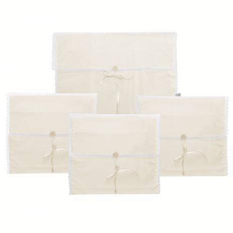 Kit Saquinhos Maternidade 4 Peças para Roupas Duplo Tule Poá Bege e Branco com Pérolas - Mais que baby Menor preço em Kit Saquinhos Maternidade 4 Peças para Roupas Duplo Tule Poá Bege e Branco com Pérolas - Mais que baby