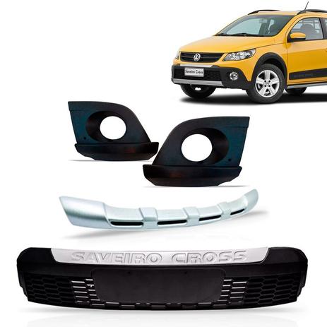 Kit Saveiro Cross G5 Grade Central + Par Molduras + Spoiler - Sp acessórios Menor preço em Kit Saveiro Cross G5 Grade Central + Par Molduras + Spoiler - Sp acessórios