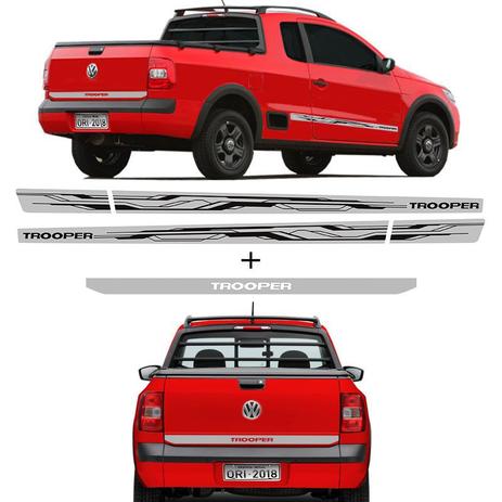 Kit Saveiro Trooper 2012 2013 Faixa Traseira e Lateral Prata - Sportinox Menor preço em Kit Saveiro Trooper 2012 2013 Faixa Traseira e Lateral Prata - Sportinox