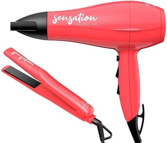 Kit Secador de Cabelo Sensation com 2 Velocidades e 3 Temperaturas 2000W 127v + Prancha Alisadora Sensation Bivolt - Gama Italy Menor preço em Kit Secador de Cabelo Sensation com 2 Velocidades e 3 Temperaturas 2000W 127v + Prancha Alisadora Sensation Bivolt - Gama Italy
