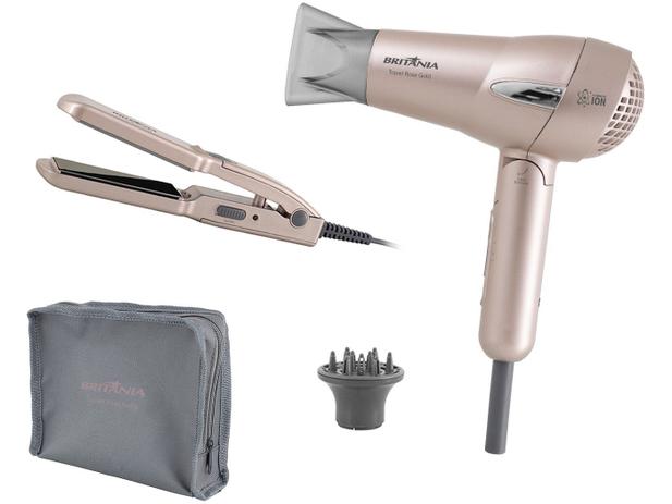 Kit Secador e Chapinha Britânia Travel Rose Gold Menor preço em Kit Secador e Chapinha Britânia Travel Rose Gold