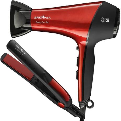 Kit Secador e Prancha Britânia Beauty Duo Red, Vermelho - 110V Menor preço em Kit Secador e Prancha Britânia Beauty Duo Red, Vermelho - 110V