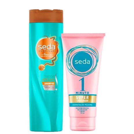 Kit Seda Shampoo Bomba de Argan 325ml + Super Condicionador 1 Minuto Hidratação Máxima 170ml Menor preço em Kit Seda Shampoo Bomba de Argan 325ml + Super Condicionador 1 Minuto Hidratação Máxima 170ml