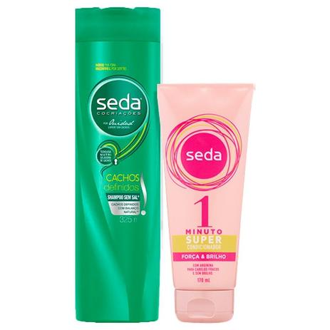 Kit Seda Shampoo Cachos Definidos 325ml + Super Condicionador 1 Minuto Força e Brilho 170ml Menor preço em Kit Seda Shampoo Cachos Definidos 325ml + Super Condicionador 1 Minuto Força e Brilho 170ml
