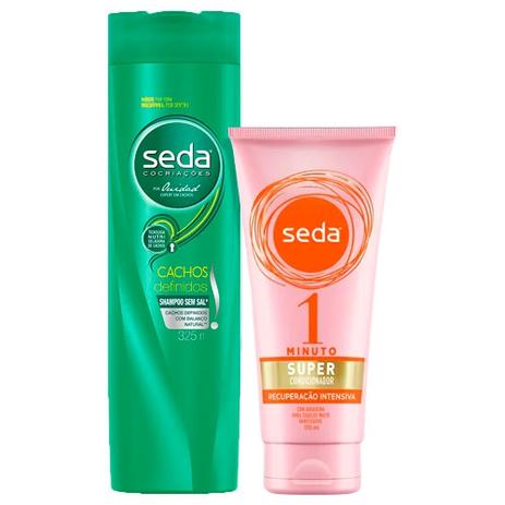Kit Seda Shampoo Cachos Definidos 325ml + Super Condicionador 1 Minuto Recuperação Intensa 170ml Menor preço em Kit Seda Shampoo Cachos Definidos 325ml + Super Condicionador 1 Minuto Recuperação Intensa 170ml