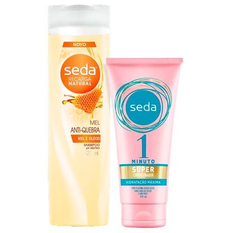 Kit Seda Shampoo Força e Antiqueda 325ml + Super Condicionador 1 Minuto Hidratação Máxima 170ml Menor preço em Kit Seda Shampoo Força e Antiqueda 325ml + Super Condicionador 1 Minuto Hidratação Máxima 170ml