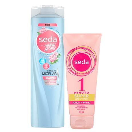 Kit Seda Shampoo Limpeza Micelar Flor De Lotus By Niina Secrets 325ml + Super Condicionador 1 Minuto Força e Brilho 170ml Menor preço em Kit Seda Shampoo Limpeza Micelar Flor De Lotus By Niina Secrets 325ml + Super Condicionador 1 Minuto Força e Brilho 170ml