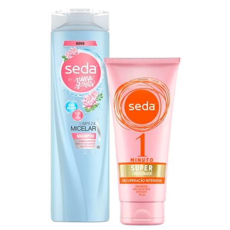 Kit Seda Shampoo Limpeza Micelar Flor De Lotus By Niina Secrets 325ml + Super Condicionador 1 Minuto Recuperação Intensa 170ml Menor preço em Kit Seda Shampoo Limpeza Micelar Flor De Lotus By Niina Secrets 325ml + Super Condicionador 1 Minuto Recuperação Intensa 170ml