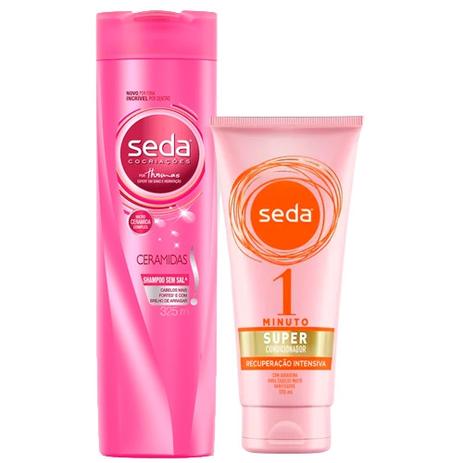 Kit Seda Shampoo S.O.S Ceramidas 325ml + Super Condicionador 1 Minuto Recuperação Intensa 170ml Menor preço em Kit Seda Shampoo S.O.S Ceramidas 325ml + Super Condicionador 1 Minuto Recuperação Intensa 170ml