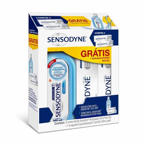 Kit Sensodyne 2 Creme Dental Branqueador Extra Fresh 50g Grátis Antisséptico Bucal 250ml Menor preço em Kit Sensodyne 2 Creme Dental Branqueador Extra Fresh 50g Grátis Antisséptico Bucal 250ml