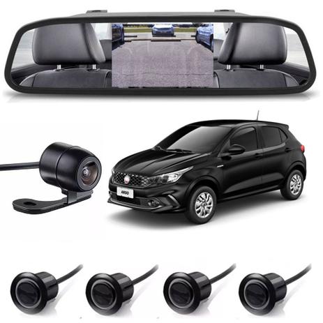 Kit sensor de estacionamento camera de ré retrovisor Fiat Argo Preto - H-tech Menor preço em Kit sensor de estacionamento camera de ré retrovisor Fiat Argo Preto - H-tech
