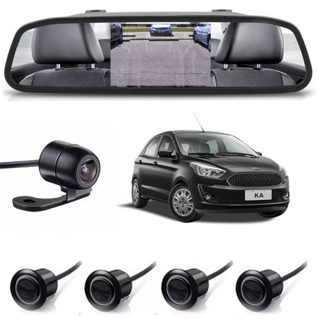 Kit sensor de estacionamento camera de ré retrovisor Ford KA preto - H-tech Menor preço em Kit sensor de estacionamento camera de ré retrovisor Ford KA preto - H-tech