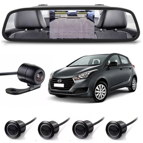 Kit sensor de estacionamento camera de ré retrovisor HB20 preto - H-tech Menor preço em Kit sensor de estacionamento camera de ré retrovisor HB20 preto - H-tech