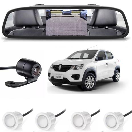 Kit sensor de estacionamento camera de ré retrovisor Renault Kwid branco - H-Tech Menor preço em Kit sensor de estacionamento camera de ré retrovisor Renault Kwid branco - H-Tech