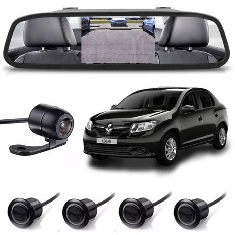 Kit sensor de estacionamento camera de ré retrovisor Renault Logan preto - H-tech Menor preço em Kit sensor de estacionamento camera de ré retrovisor Renault Logan preto - H-tech