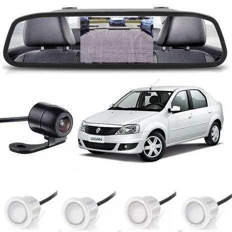 Kit sensor de estacionamento camera de ré retrovisor Renault Logan Sandero branco - H-Tech Menor preço em Kit sensor de estacionamento camera de ré retrovisor Renault Logan Sandero branco - H-Tech