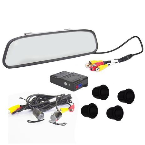 Kit Sensor de Estacionamento e Camera de Ré com Espelho Retrovisor 4,3 POL Preto - Prime Menor preço em Kit Sensor de Estacionamento e Camera de Ré com Espelho Retrovisor 4,3 POL Preto - Prime